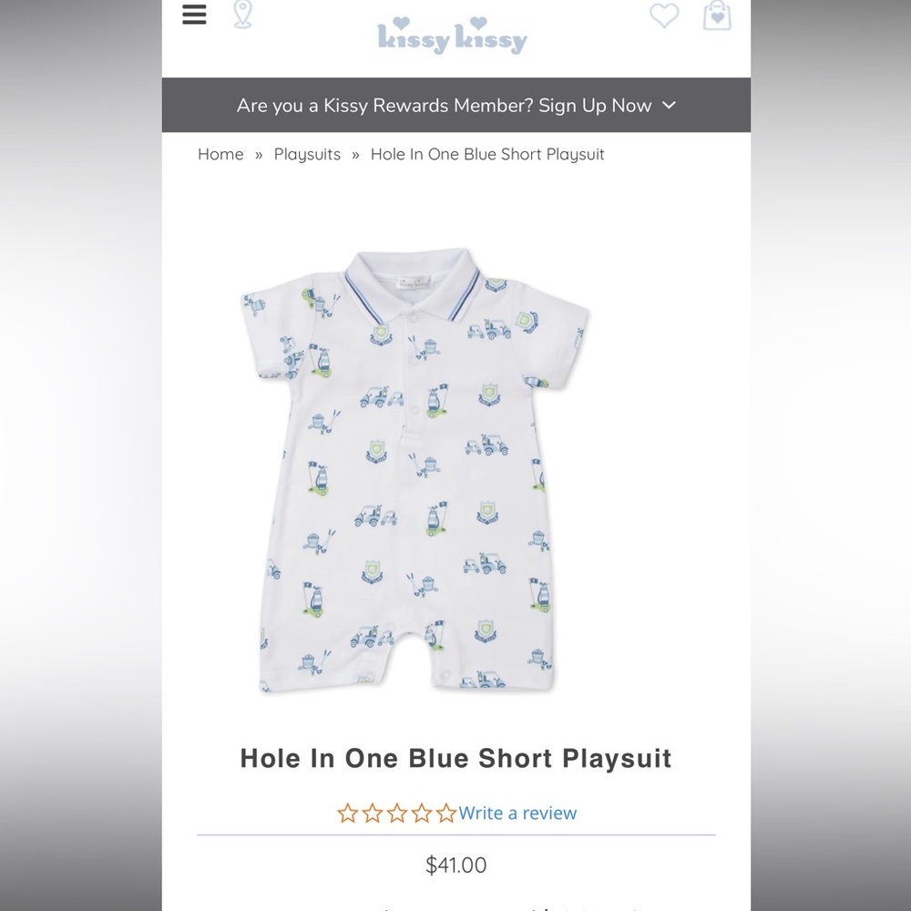 Hole in One Blue Short Playsuit.  Golf.